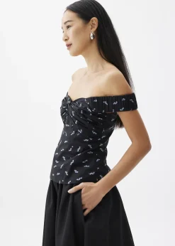 Love, Bonito Vacation|Tops*Elastic Cotton Off Shoulder Top