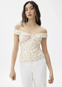 Love, Bonito Vacation|Tops*Elastic Cotton Off Shoulder Top