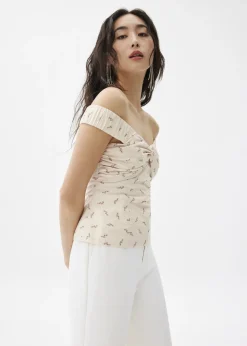 Love, Bonito Vacation|Tops*Elastic Cotton Off Shoulder Top