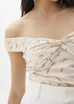Love, Bonito Vacation|Tops*Elastic Cotton Off Shoulder Top