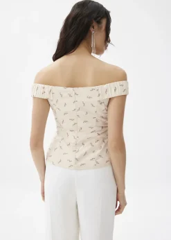 Love, Bonito Vacation|Tops*Elastic Cotton Off Shoulder Top