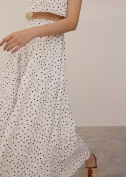 Love, Bonito Party & Occasions|Vacation*Elastic Crinkled Polka Dot Midaxi Skirt