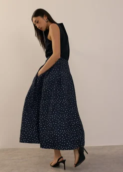 Love, Bonito Party & Occasions|Vacation*Elastic Crinkled Polka Dot Midaxi Skirt