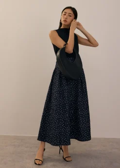 Love, Bonito Party & Occasions|Vacation*Elastic Crinkled Polka Dot Midaxi Skirt