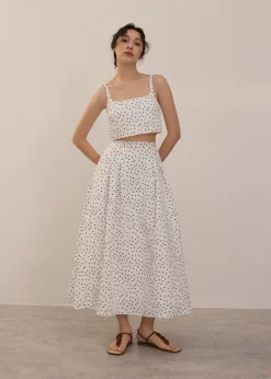 Love, Bonito Party & Occasions|Vacation*Elastic Crinkled Polka Dot Midaxi Skirt