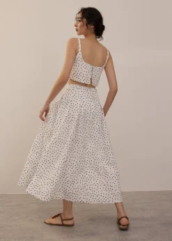 Love, Bonito Party & Occasions|Vacation*Elastic Crinkled Polka Dot Midaxi Skirt