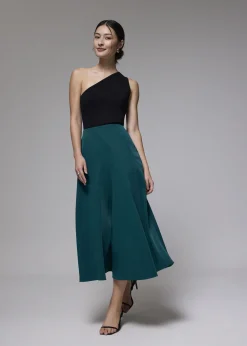 Love, Bonito Party & Occasions|Skirts*Elastic High Waist Asymmetric Panel Midaxi Skirt