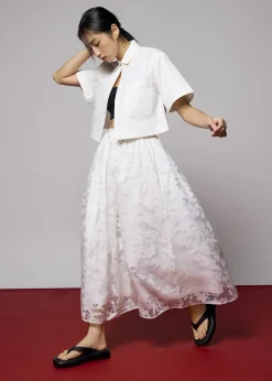 Love, Bonito Party & Occasions|Skirts*Elastic Jacquard High Waist Flare Maxi Skirt