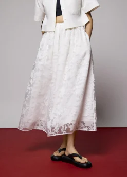 Love, Bonito Party & Occasions|Skirts*Elastic Jacquard High Waist Flare Maxi Skirt