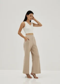 Love, Bonito Casual Pants*Elastic Jersey Pintuck Flare Pants