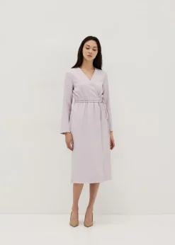 Love, Bonito Work Dresses*Elastic Tailored Front Wrap Midi Dress