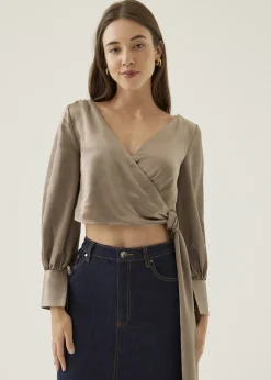 Love, Bonito Party Tops|Blouses & Shirts*Elicia Satin Wrap Blouse
