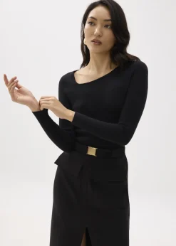 Love, Bonito Casual Tops|Weekend*Fitted Asymmetric Knit Top
