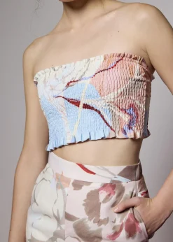 Love, Bonito Weekend & Vacation Tops|Petite-Friendly*Fitted Crop Tube Top in Tossed Blooms