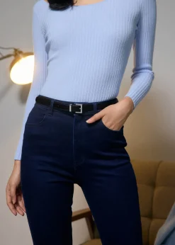 Love, Bonito Weekend|Casual*Frame Buckle Vegan Leather Belt