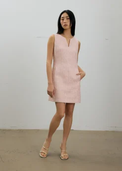 Love, Bonito Petite-Friendly|Work*Fran Notched Ribbon Tweed Shift Mini Dress
