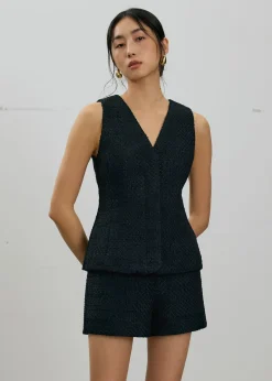 Love, Bonito Party Tops|Party & Occasions*Fumiko Ribbon Tweed Vest Top