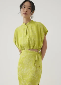 Love, Bonito Party Tops|Blouses & Shirts*Inna Satin Mandarin Collar Blouse in Opulent Florals