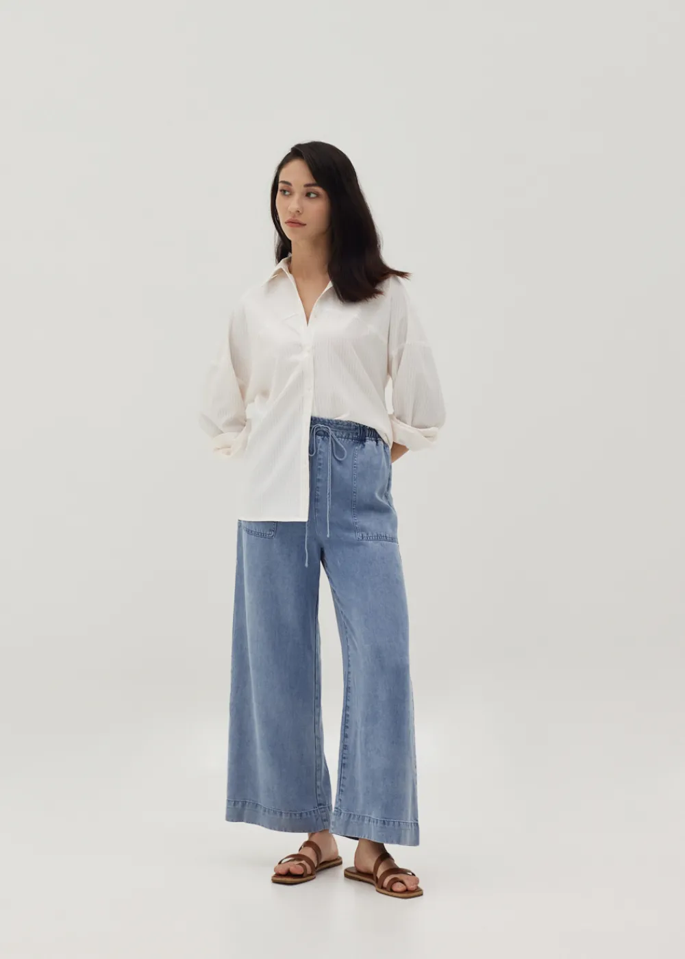 Love, Bonito Casual Pants|Cropped & Ankle*Jacinth Elastic Chambray Drawstring Culottes
