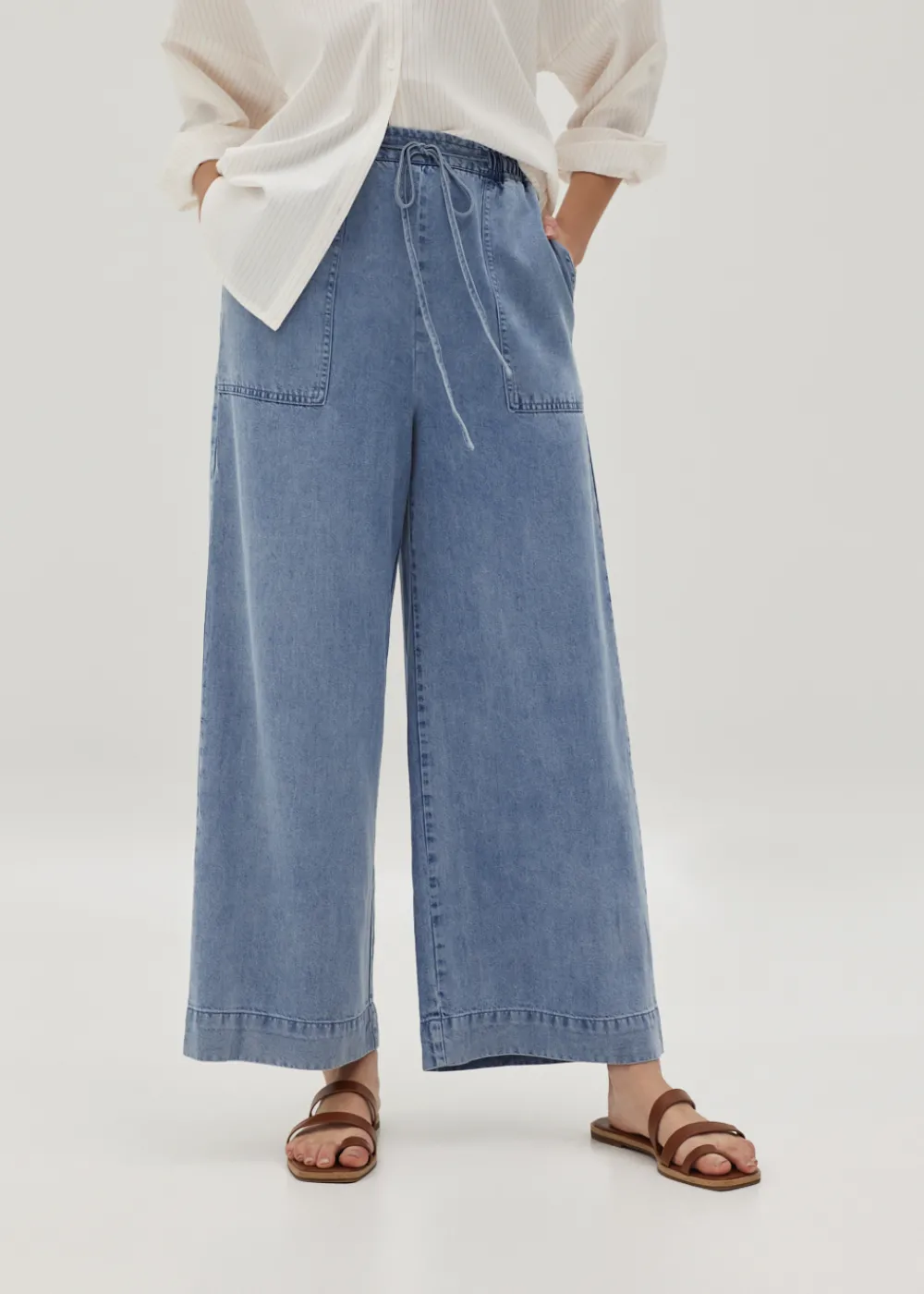 Love, Bonito Casual Pants|Cropped & Ankle*Jacinth Elastic Chambray Drawstring Culottes