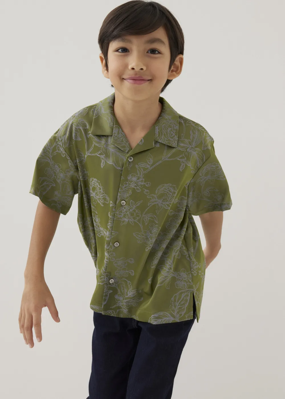 Kids Love, Bonito Party Tops|Blouses & Shirts*Jari Satin Collared Shirt in Opulent Florals