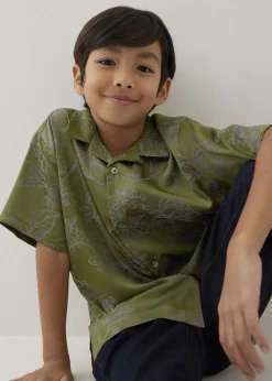 Kids Love, Bonito Party Tops|Blouses & Shirts*Jari Satin Collared Shirt in Opulent Florals