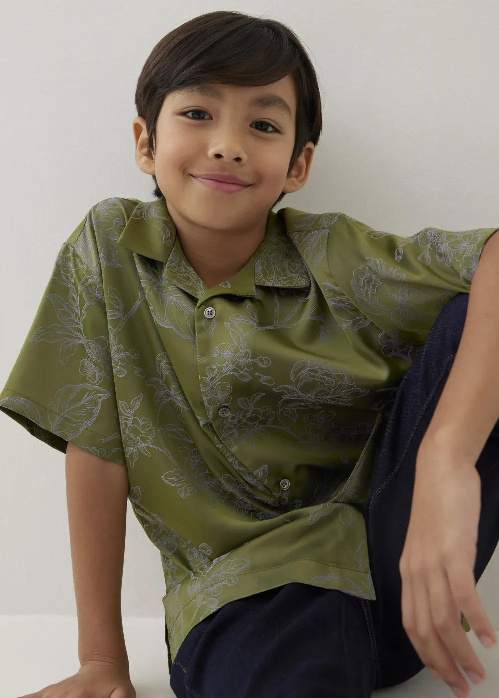 Kids Love, Bonito Party Tops|Blouses & Shirts*Jari Satin Collared Shirt in Opulent Florals