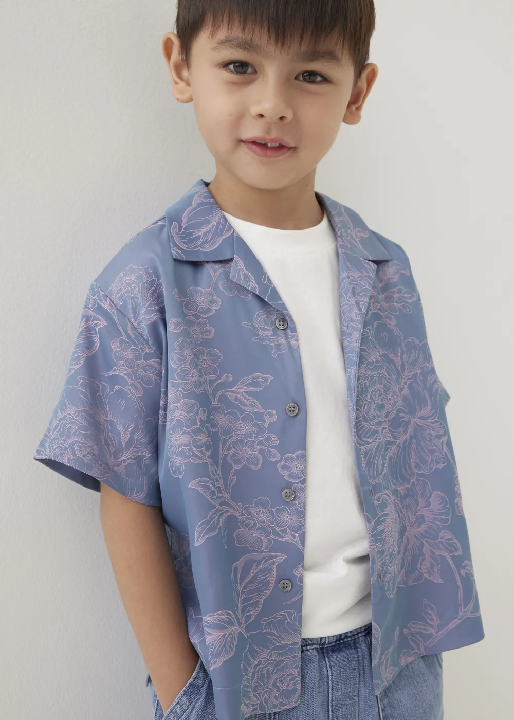 Kids Love, Bonito Party Tops|Blouses & Shirts*Jari Satin Collared Shirt in Opulent Florals