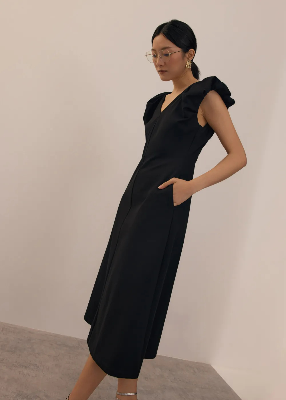 Love, Bonito Party & Occasions|Dresses*Jersey V-neck Fit & Flare Midi Dress
