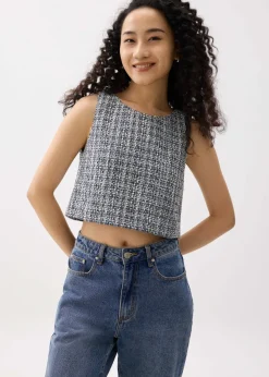 Love, Bonito Work Tops|Shell Tops*Kaori Tweed Crop Shell Top