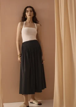 Love, Bonito Vacation|Skirts*Kate High Waist Pintuck Flare Maxi Skirt