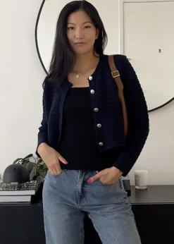 Love, Bonito Petite-Friendly|Weekend*Kiara Shoulder Padded Crop Knit Cardigan