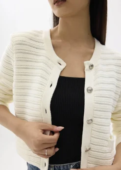 Love, Bonito Petite-Friendly|Weekend*Kiara Shoulder Padded Crop Knit Cardigan