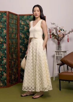 Love, Bonito Party & Occasions|Skirts*Lace High Waist Flare Maxi Skirt