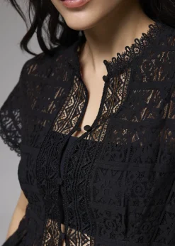 Love, Bonito Party Tops|Shell Tops*Lace Round Neck Fit & Flare Top