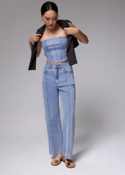 Love, Bonito Weekend & Vacation Pants|Casual Pants*Leggy™ Denim Pintuck Straight Leg Jeans