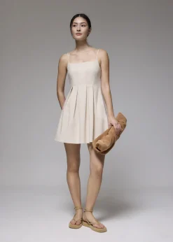 Love, Bonito Petite-Friendly|Weekend*Linen Square Neck Fit & Flare Mini Dress