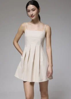 Love, Bonito Petite-Friendly|Weekend*Linen Square Neck Fit & Flare Mini Dress
