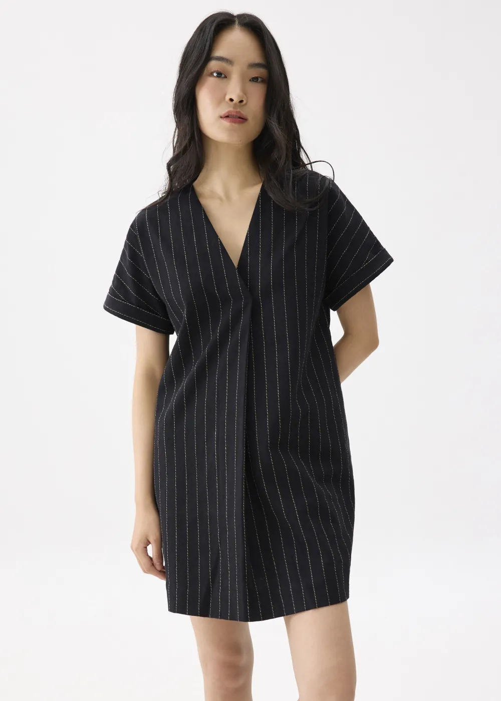 Love, Bonito Weekend Dresses|Casual Dresses*Linen Striped V-neck Shift Mini Dress