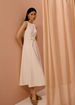 Love, Bonito Work|Dresses*Ling Belted Boat Neck Fit & Flare Midaxi Dress