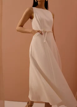 Love, Bonito Work|Dresses*Ling Belted Boat Neck Fit & Flare Midaxi Dress
