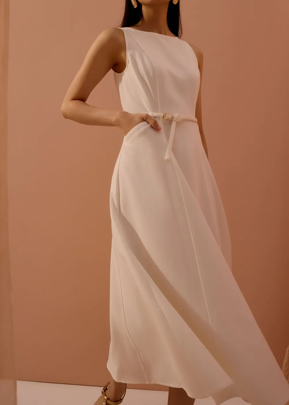Love, Bonito Work|Dresses*Ling Belted Boat Neck Fit & Flare Midaxi Dress