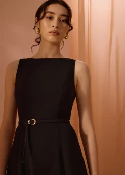 Love, Bonito Work|Dresses*Ling Belted Boat Neck Fit & Flare Midaxi Dress