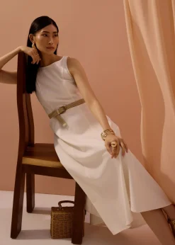 Love, Bonito Work|Dresses*Ling Belted Boat Neck Fit & Flare Midaxi Dress