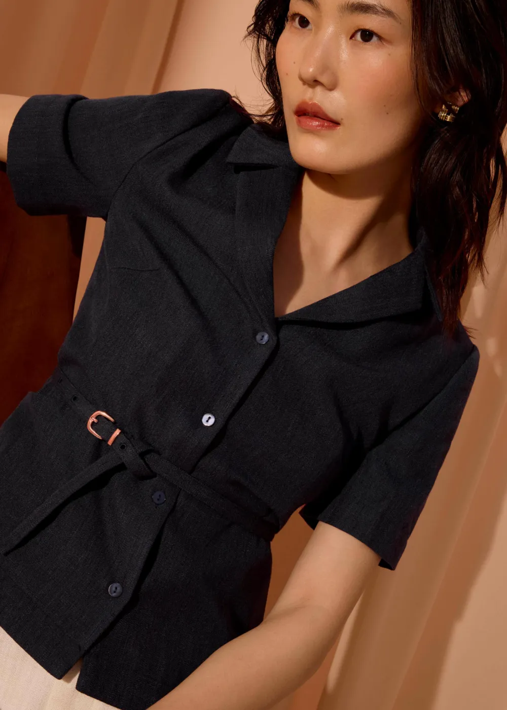 Love, Bonito Work|Tops*Ling Textured Belted Blazer Top