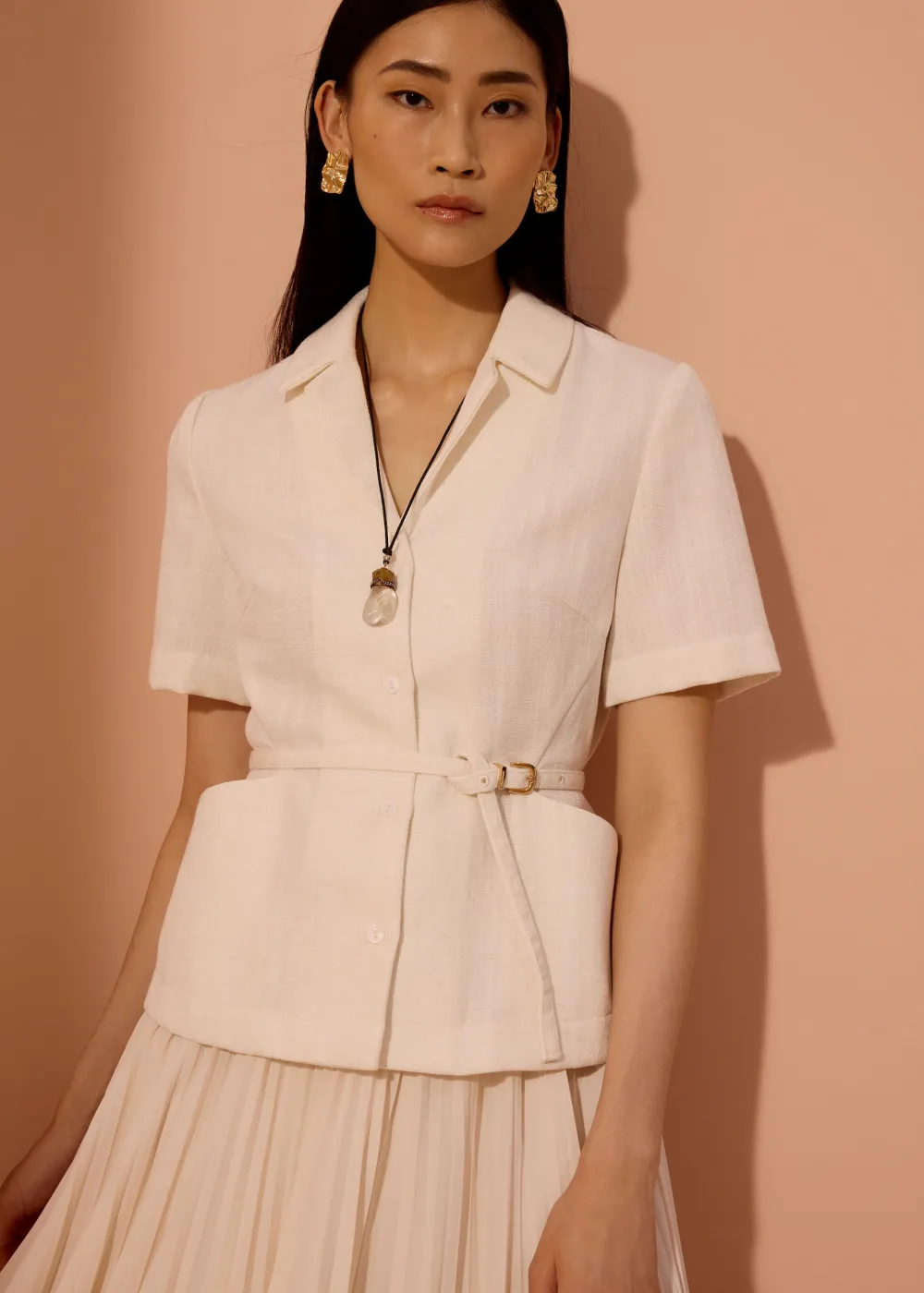 Love, Bonito Work|Tops*Ling Textured Belted Blazer Top