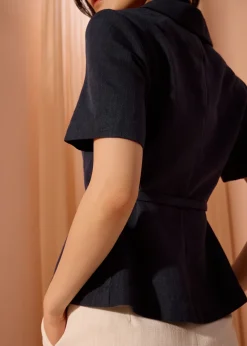 Love, Bonito Work|Tops*Ling Textured Belted Blazer Top