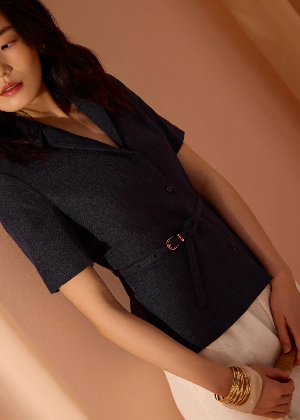 Love, Bonito Work|Tops*Ling Textured Belted Blazer Top