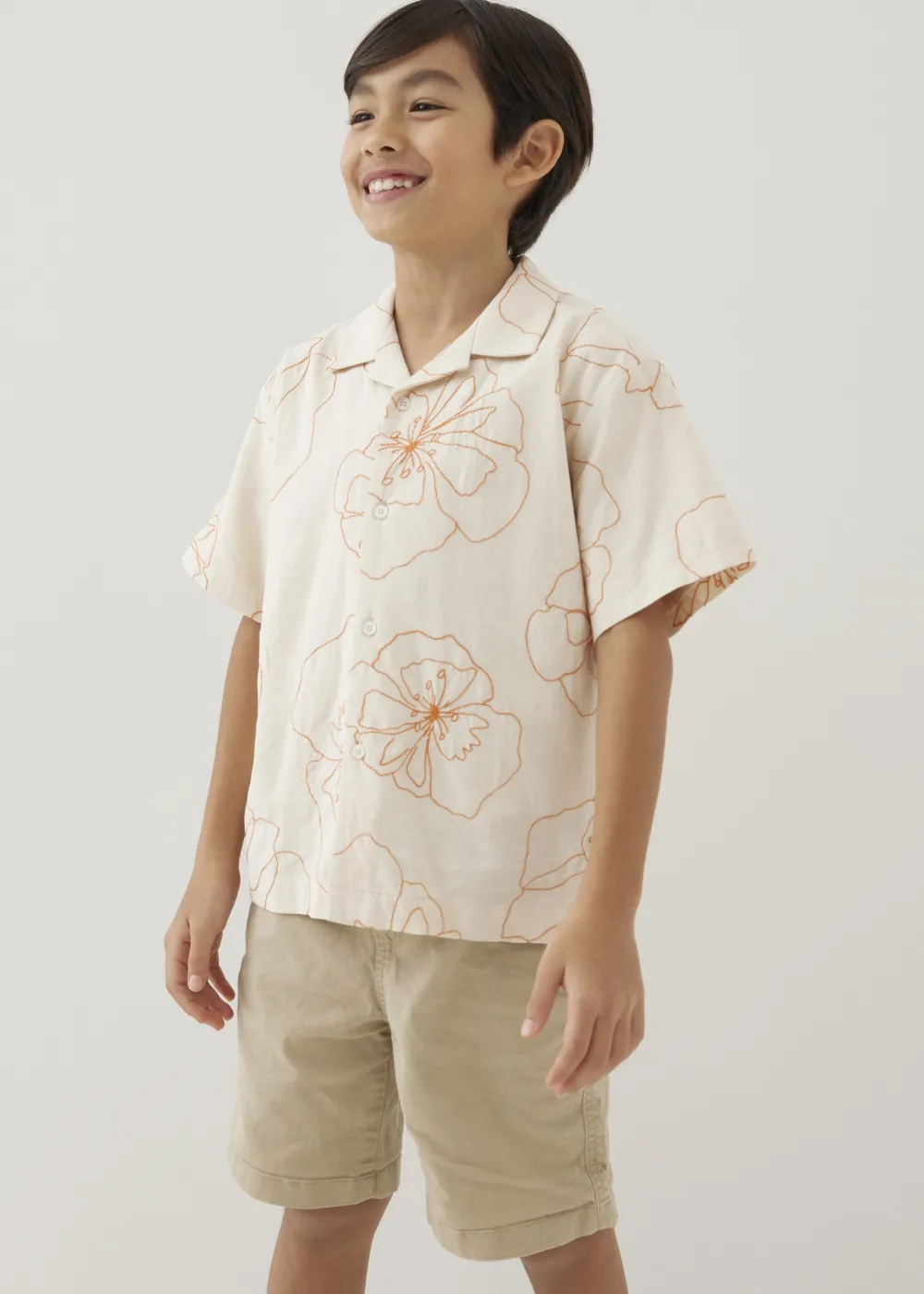 Kids Love, Bonito Blouses & Shirts|Kidswear*Lucas Embroidered Collared Shirt in Rekindled Blooms