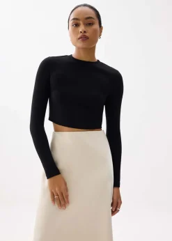 Love, Bonito Casual Tops|Petite-Friendly*Mason Crop Crew Neck Long Sleeve Top